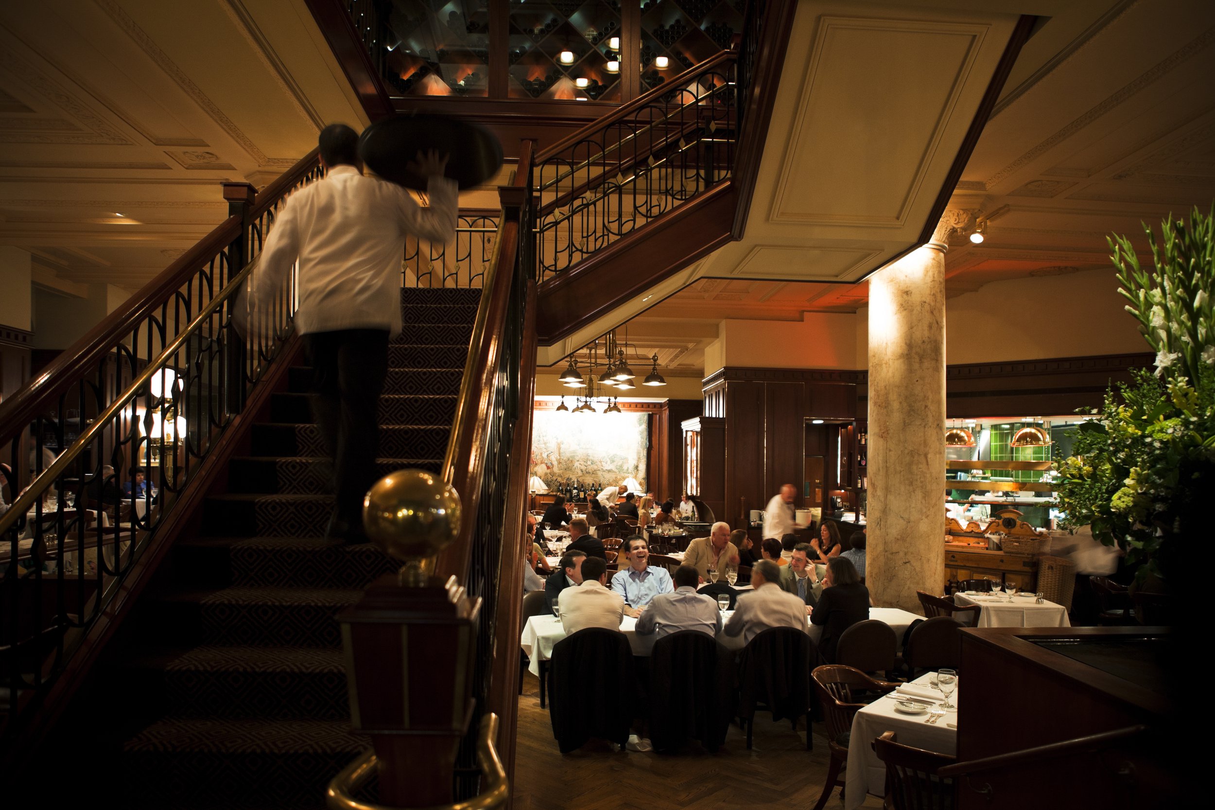 Elegant main dining room at Grill 23 and Bar with views in Back Bay Boston