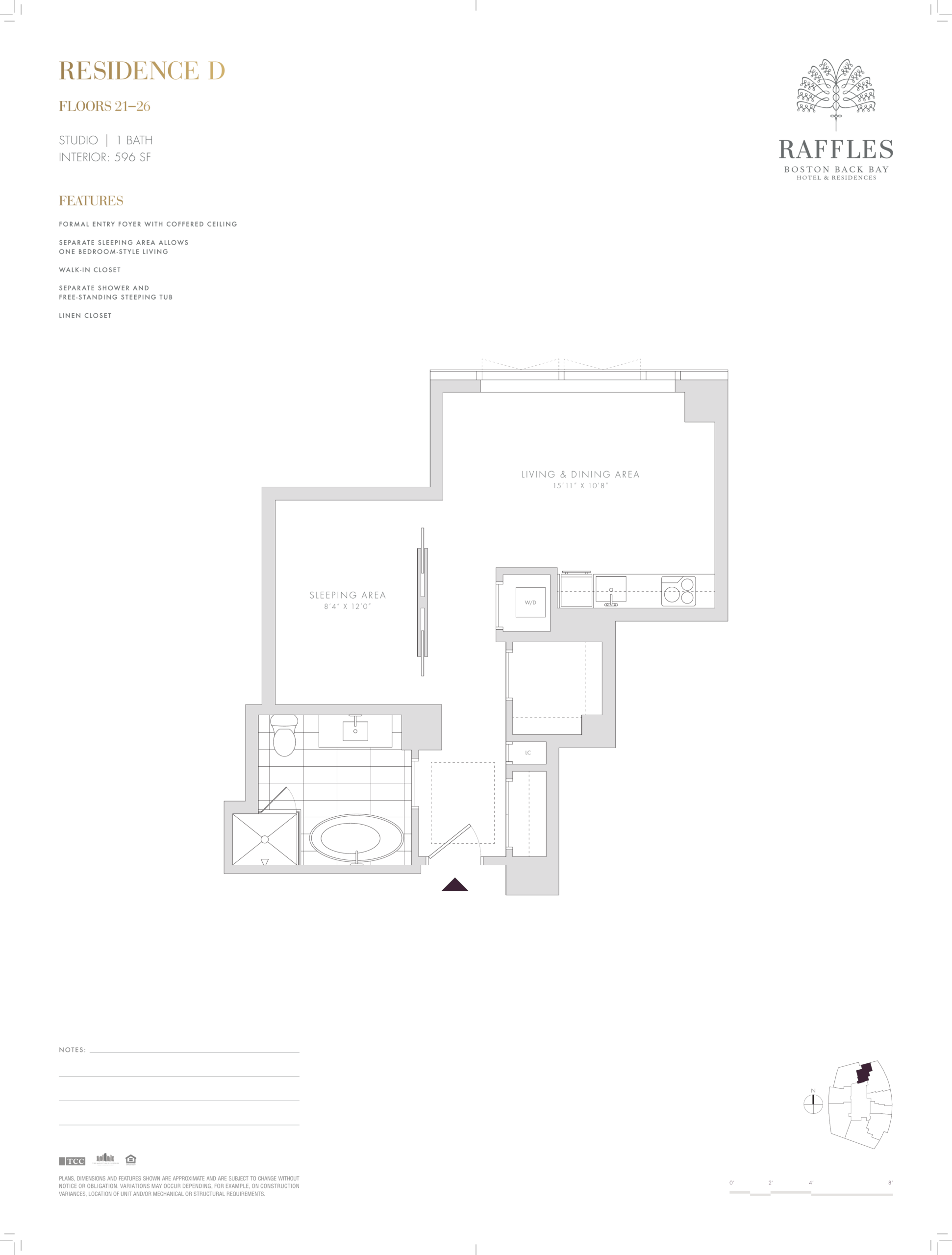 Raffles Residences Boston Residence D Upper Floor Plan