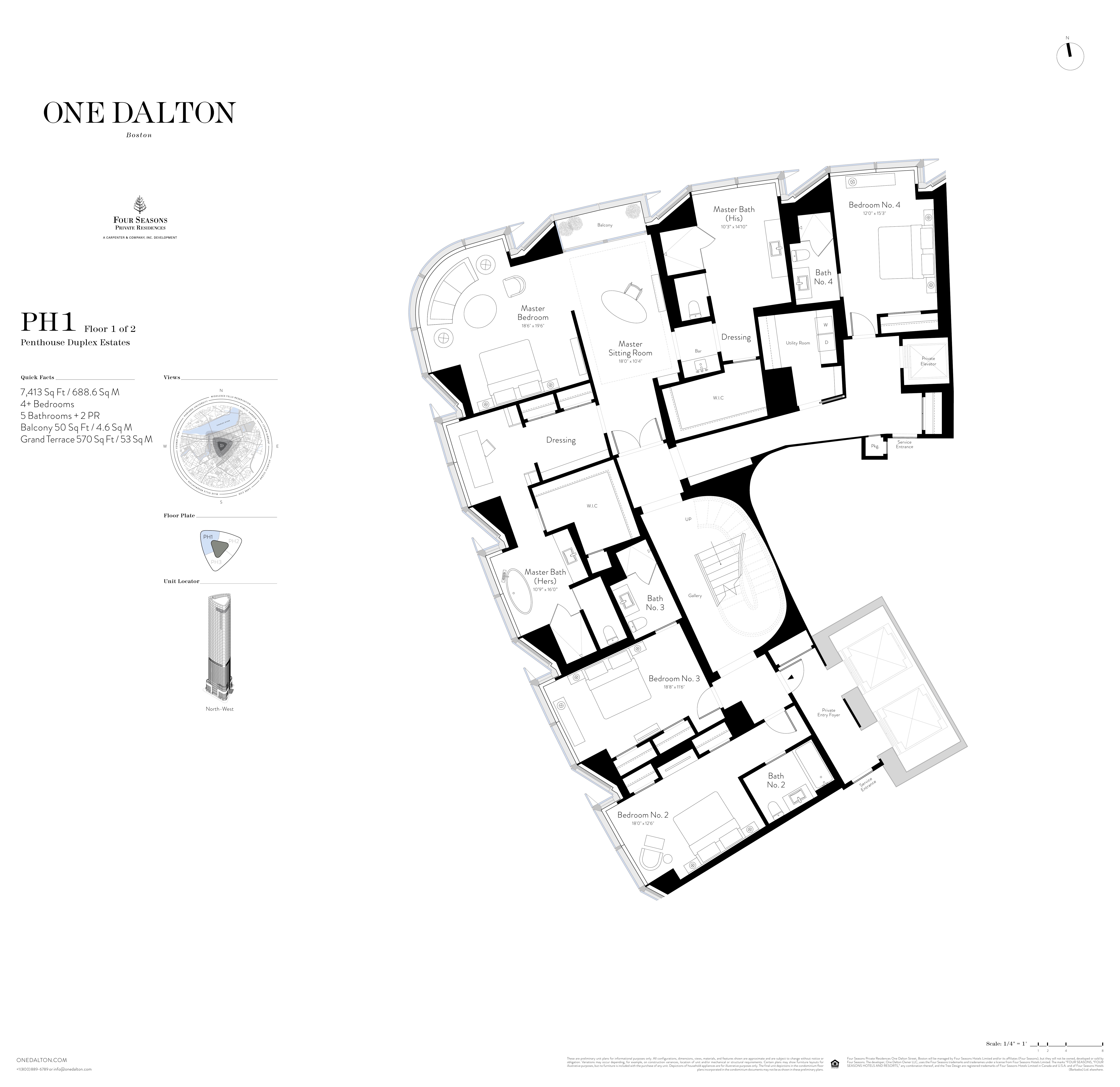 One Dalton Boston Penthouse Estate I – Floor 1 Floor Plan