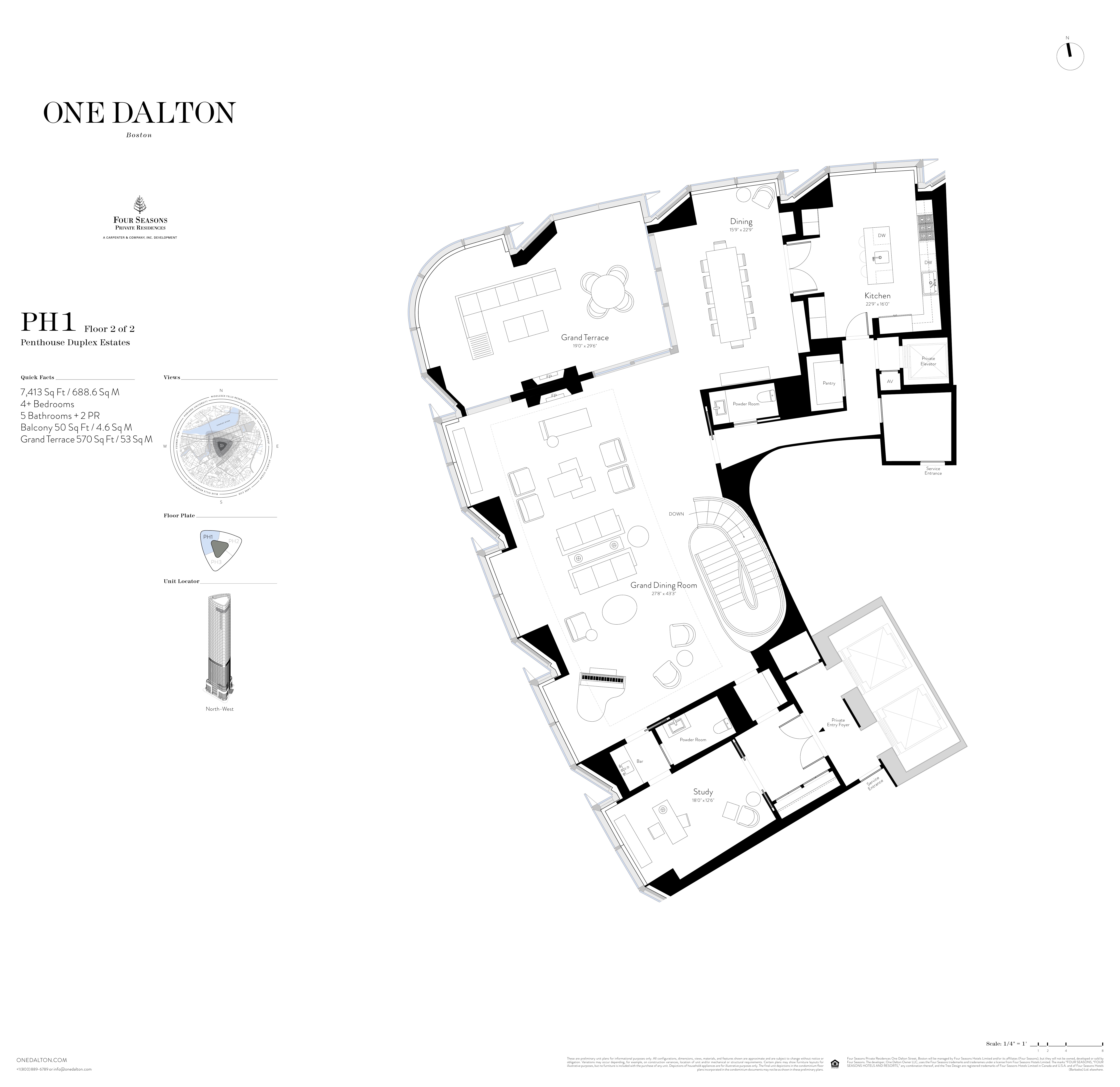 One Dalton Boston Penthouse Estate I – Floor 2 Floor Plan