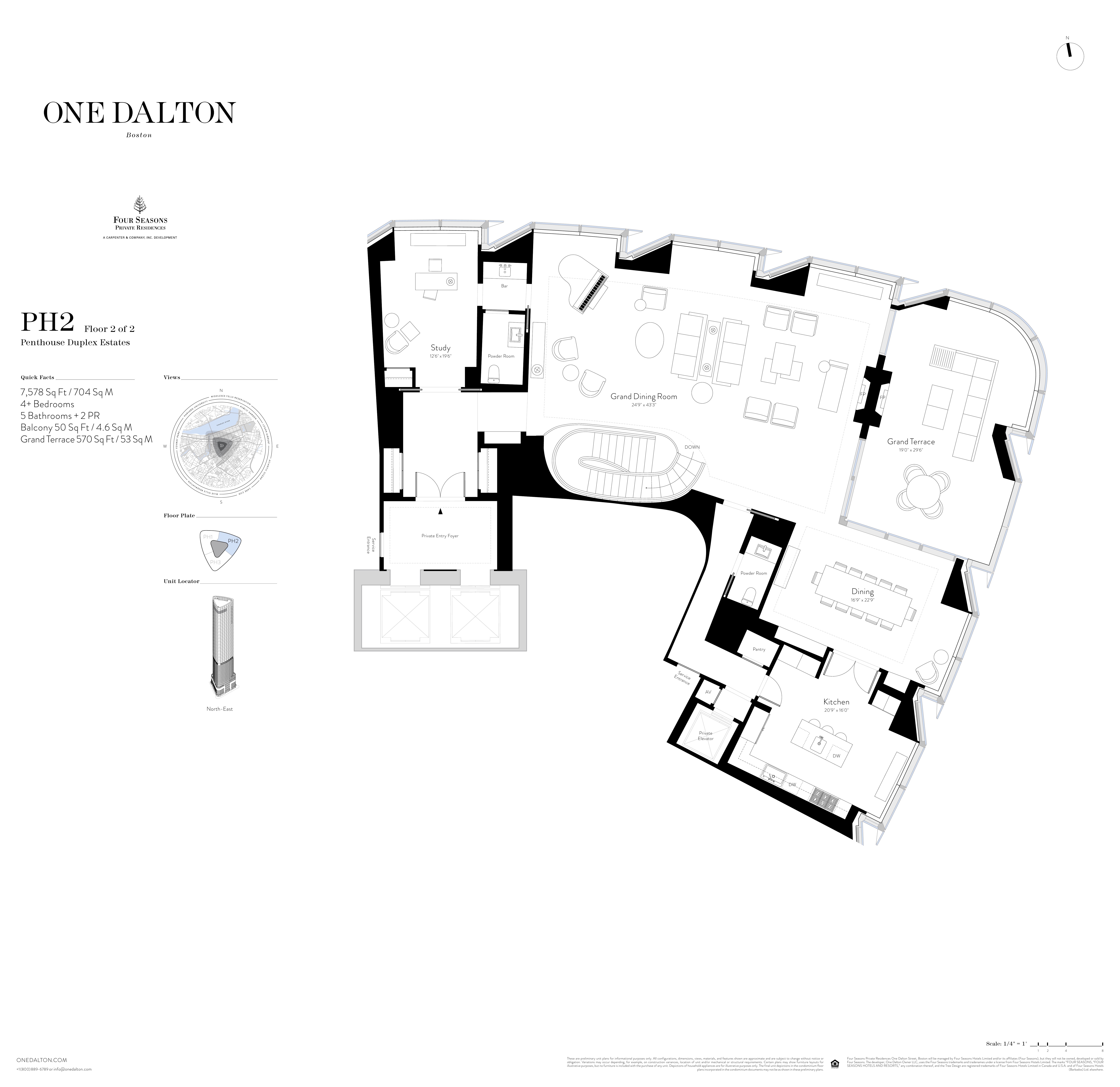 One Dalton Boston Penthouse Estate II – Floor 2 Floor Plan