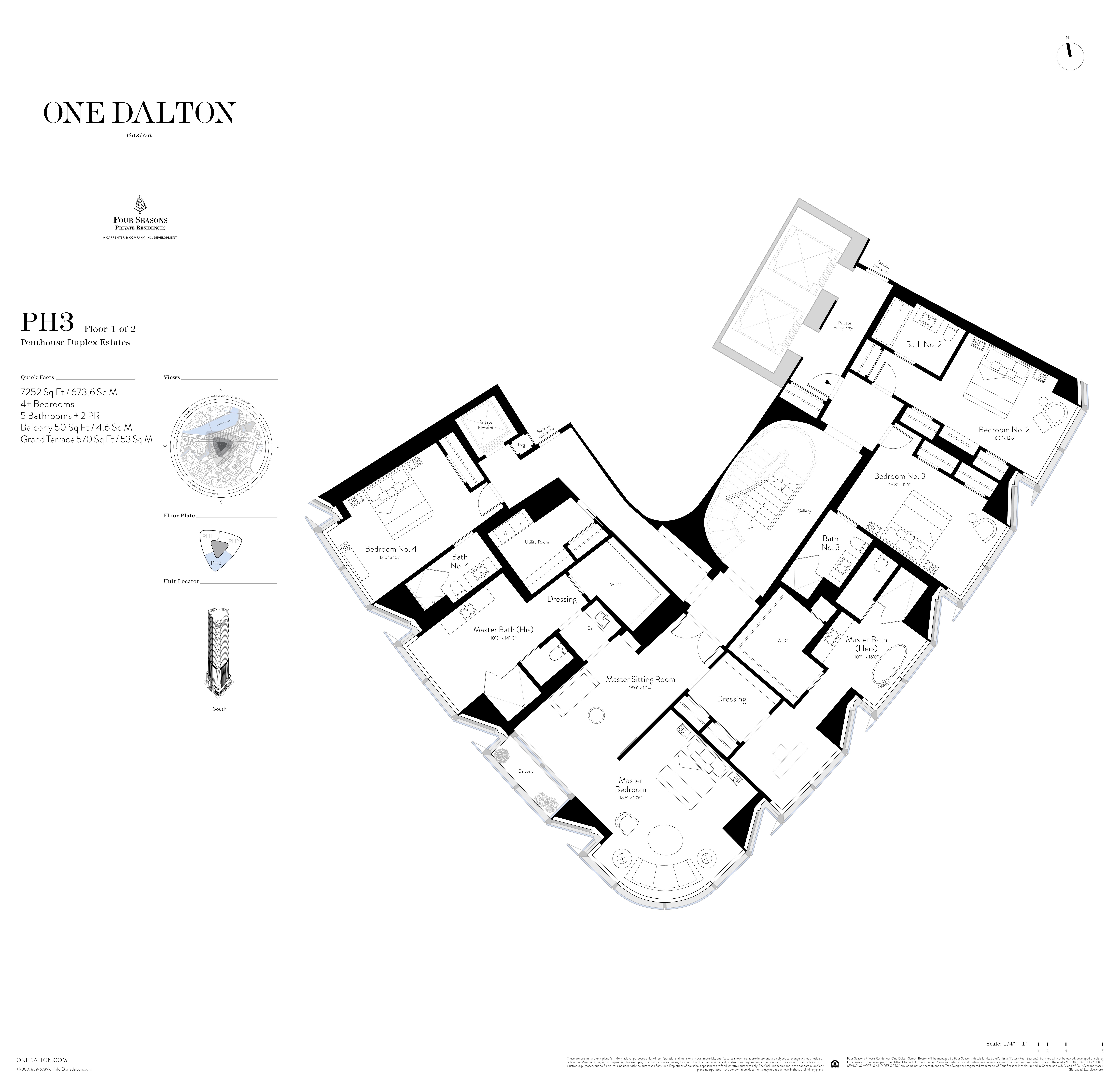 One Dalton Boston Penthouse Estate III – Floor 1 Floor Plan