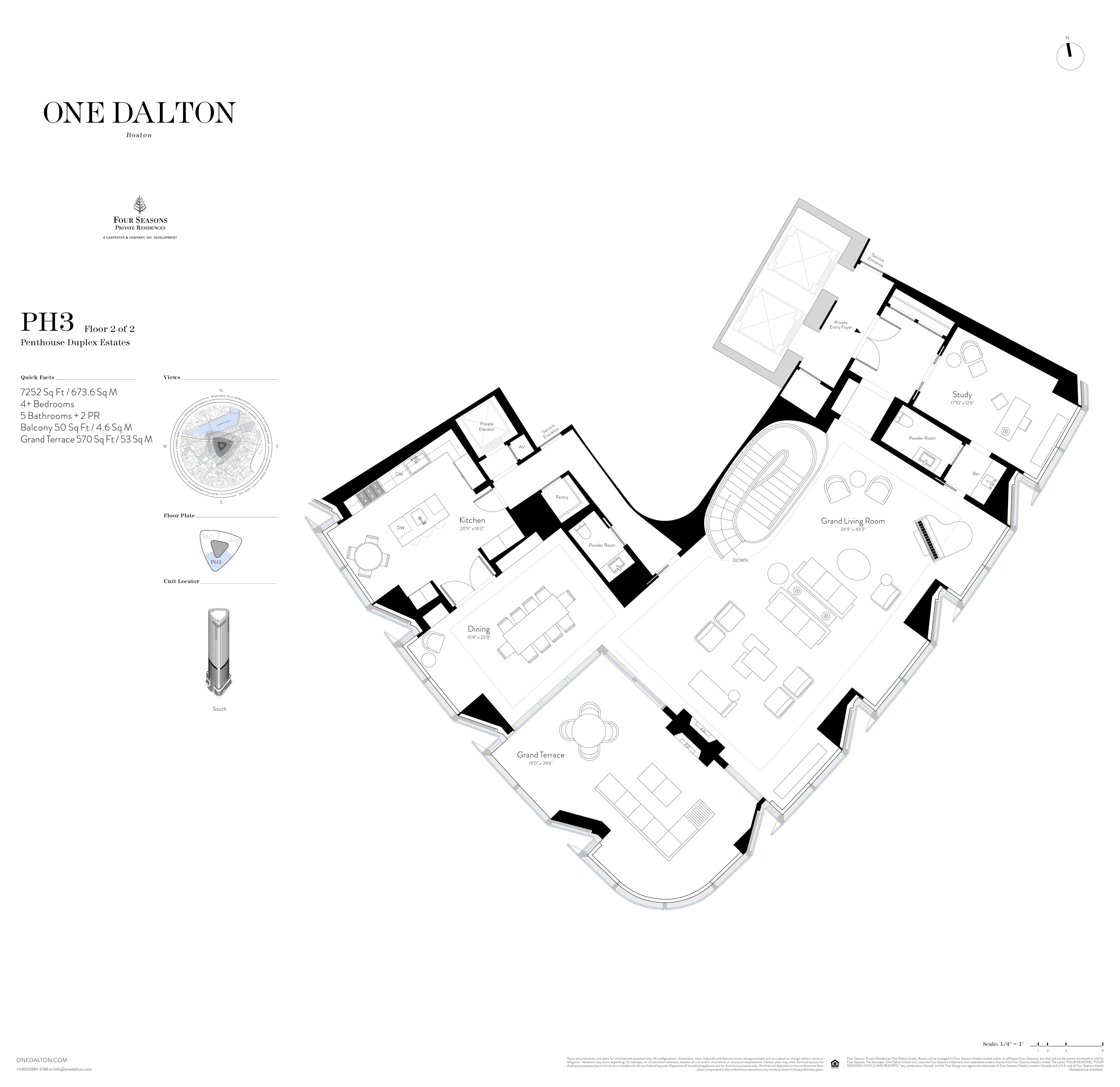 One Dalton Boston Penthouse Estate III – Floor 2 Floor Plan