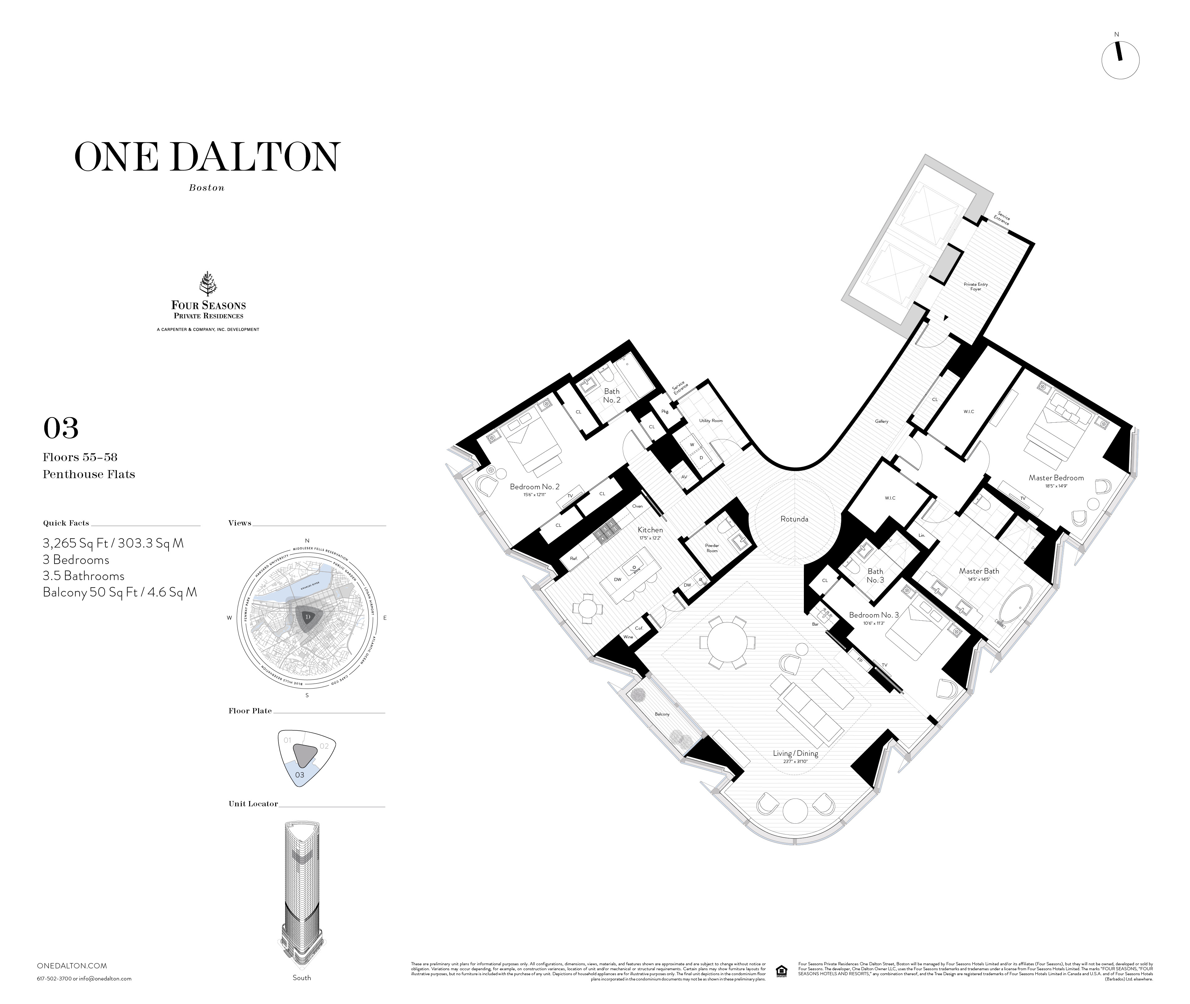 One Dalton Boston Penthouse Flat 03 Floor Plan – 3,265 SF