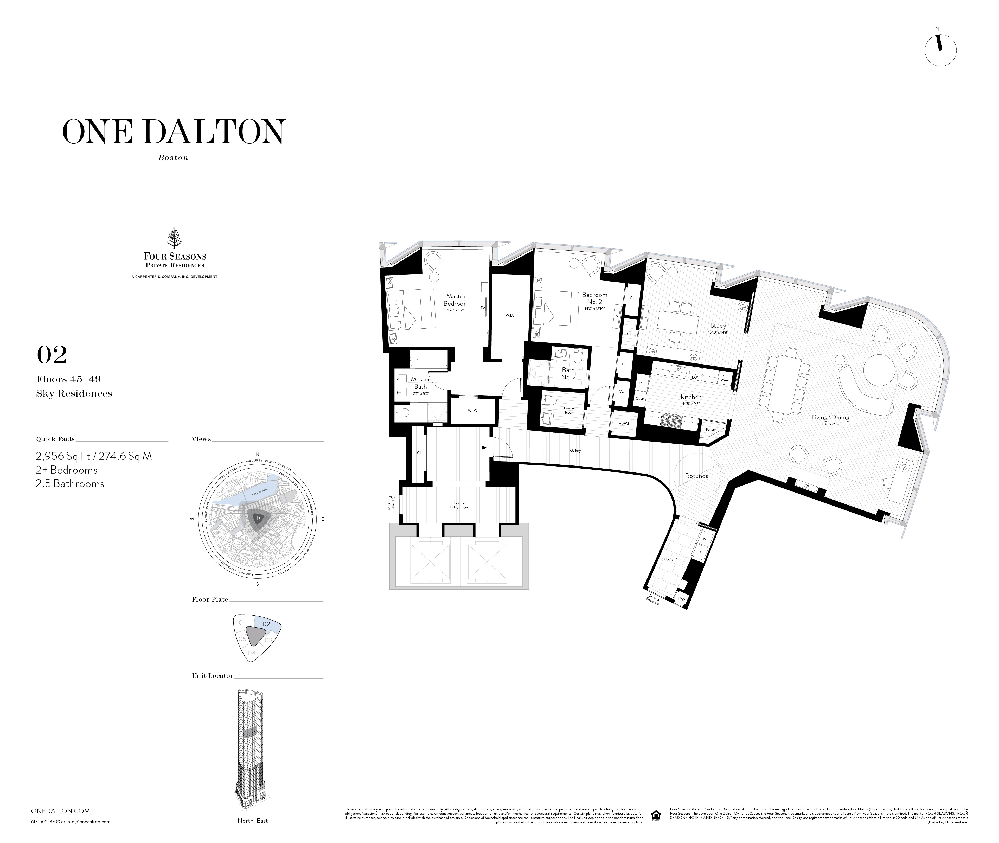 One Dalton Boston Sky Residence 02 Floor Plan – 2,956 SF