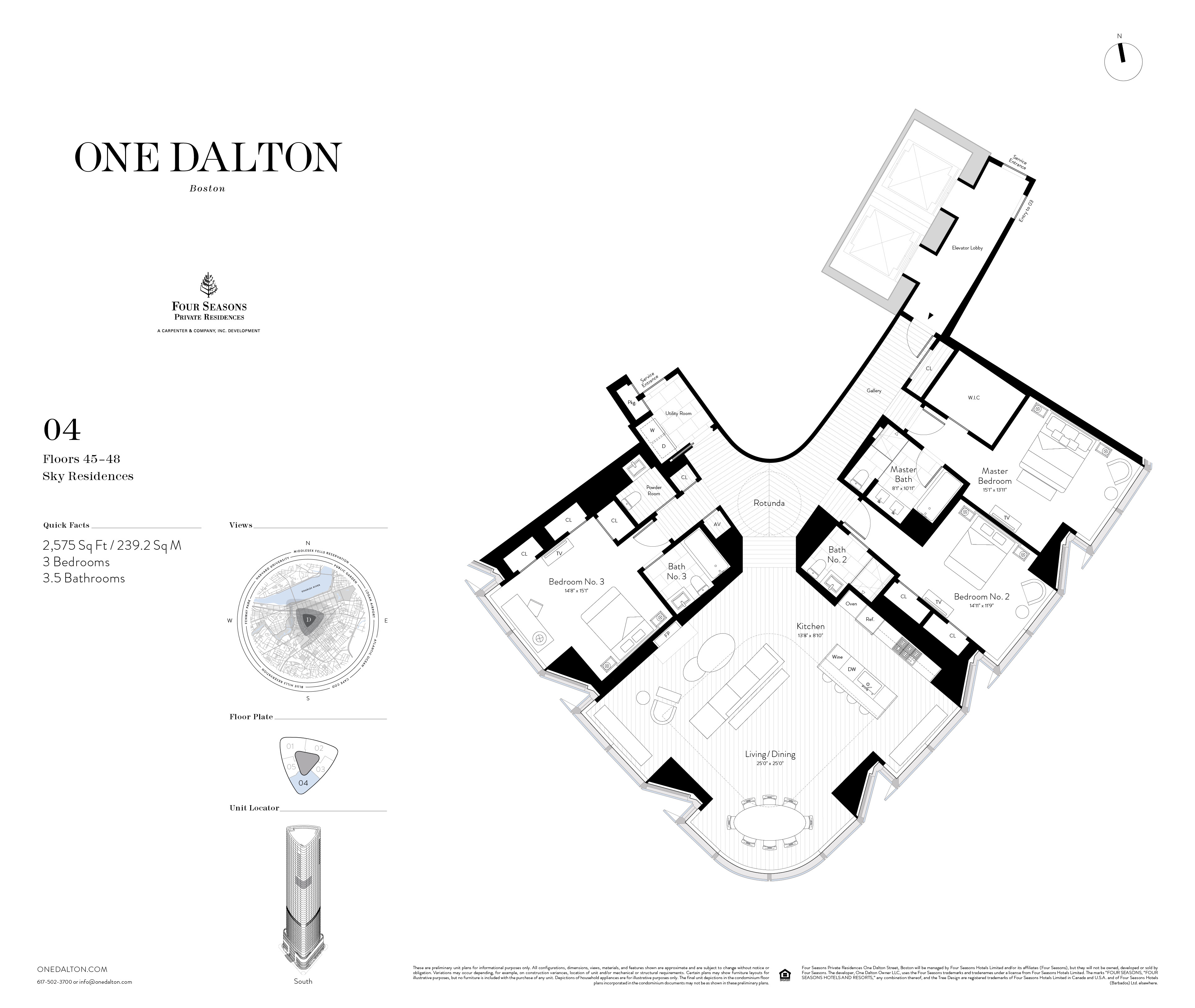 One Dalton Boston Sky Residence 04 Floor Plan – 2,575 SF