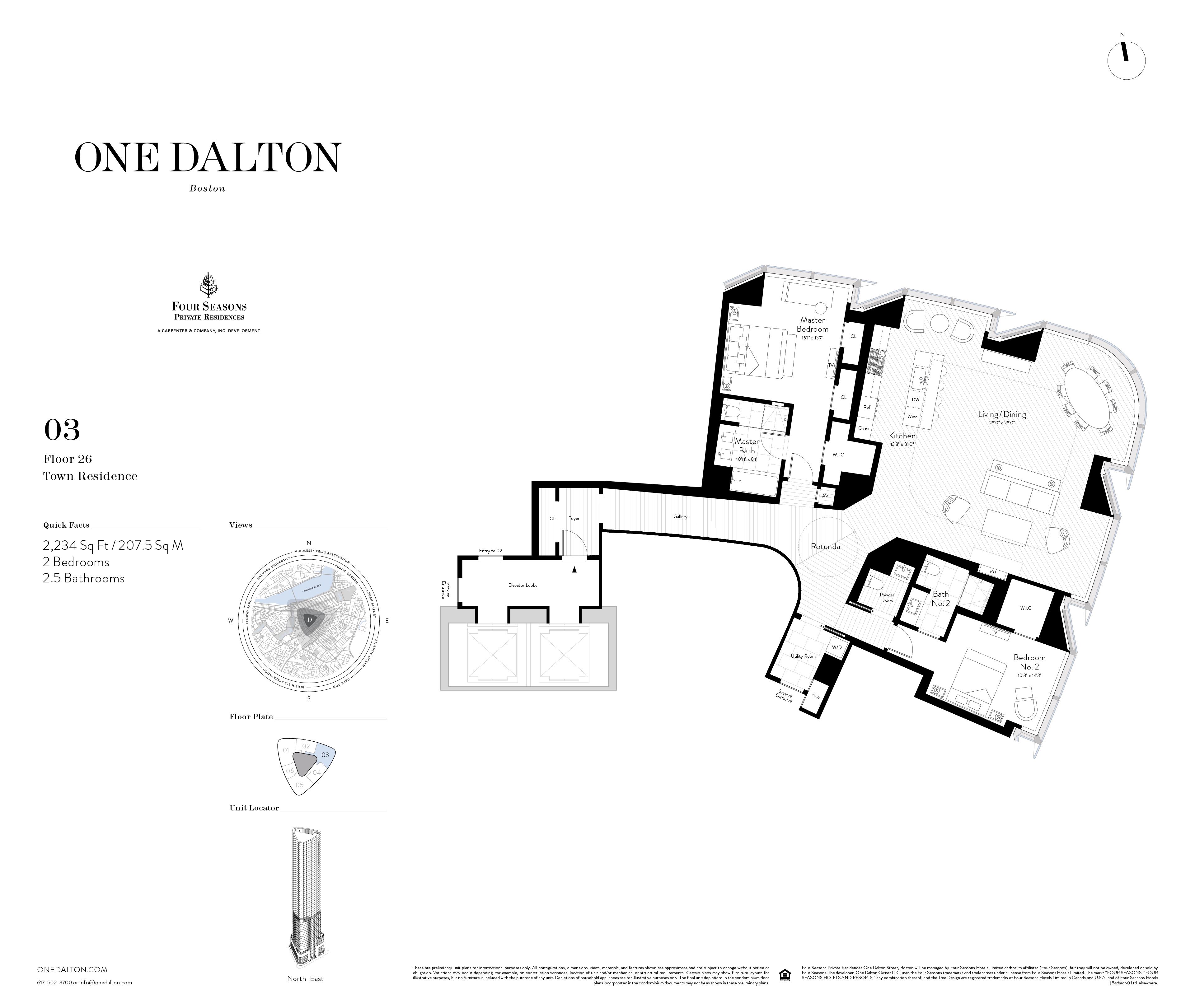 One Dalton Boston Town Residence 03 Floor Plan – 2,234 SF