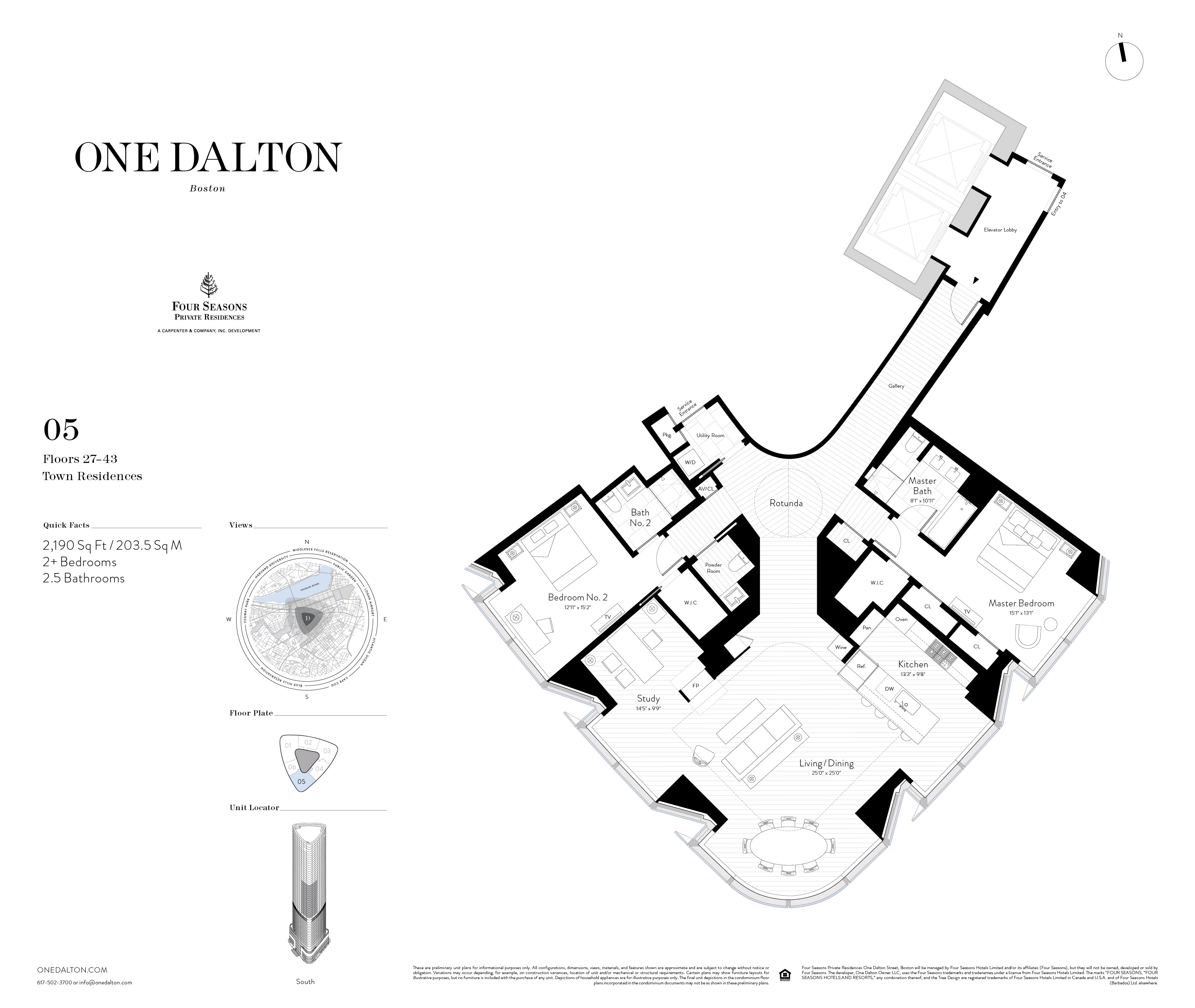One Dalton Boston Town Residence 05 Floor Plan – 2,190 SF