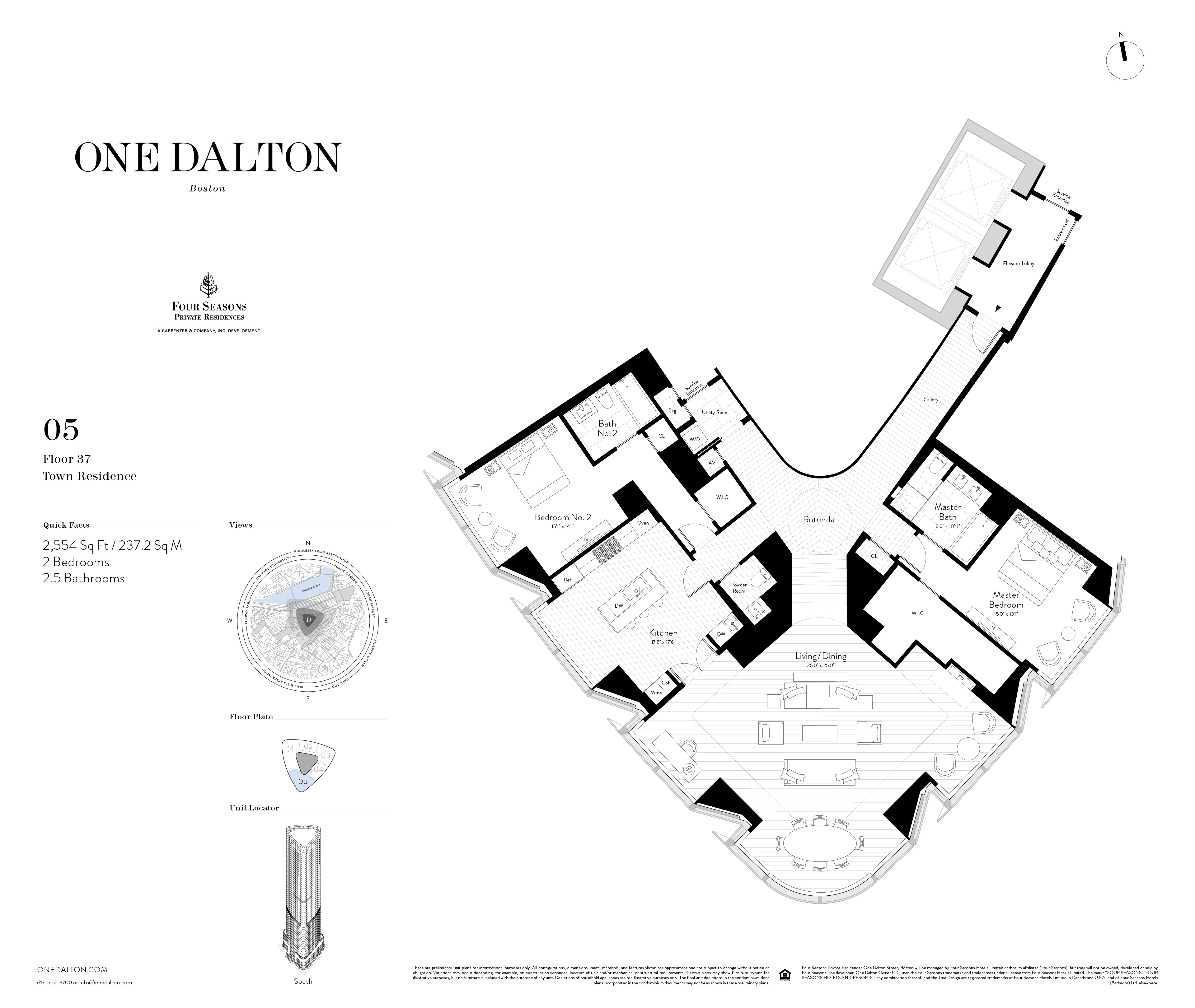 One Dalton Boston Town Residence 05B Floor Plan – 2,554 SF