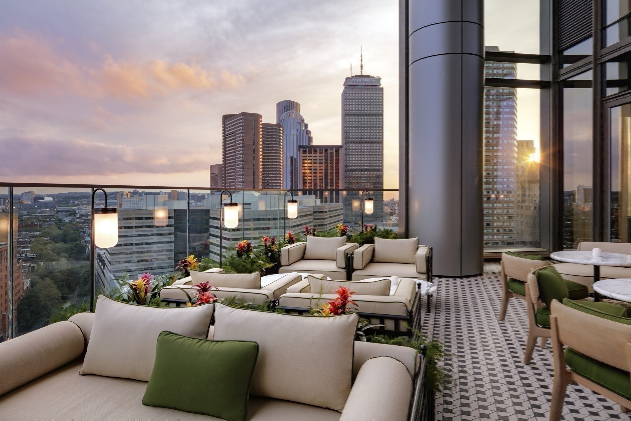Raffles Boston outdoor terrace above Back Bay