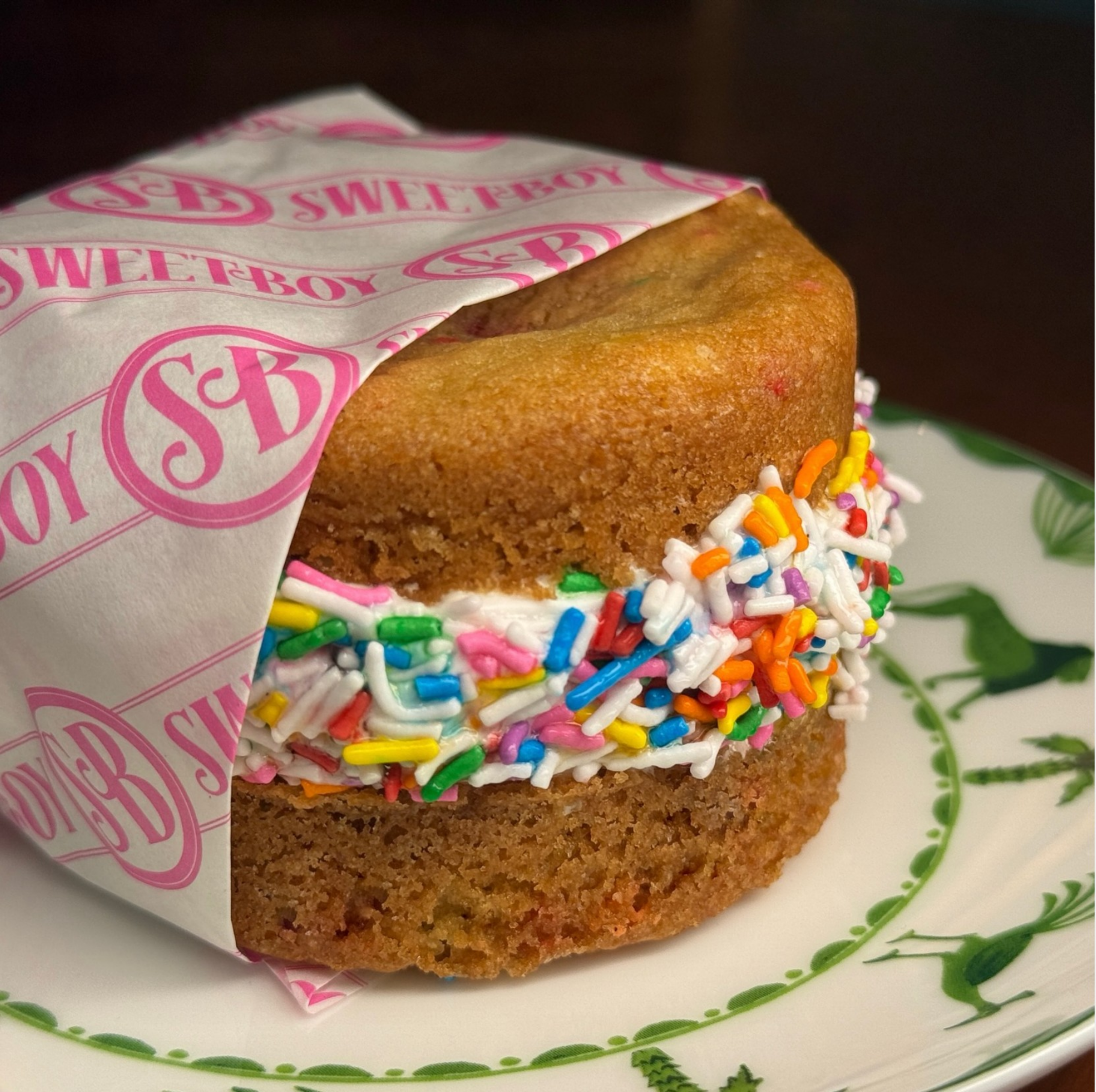 Sweet Boy ice cream cookie sandwich with sprinkles at Saltie Girl Back Bay Boston