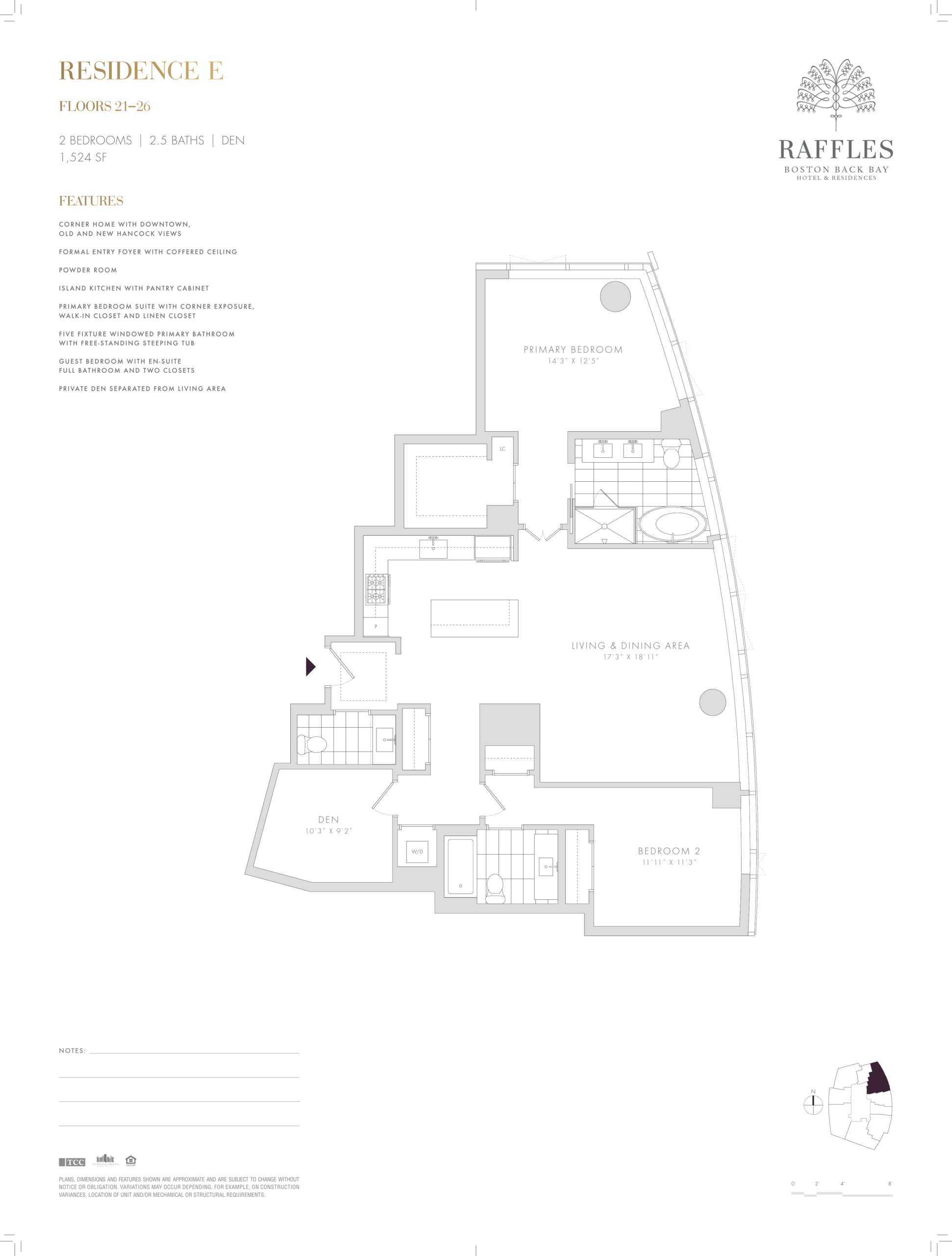 Raffles Residences Boston Residence E Upper Floor Plan