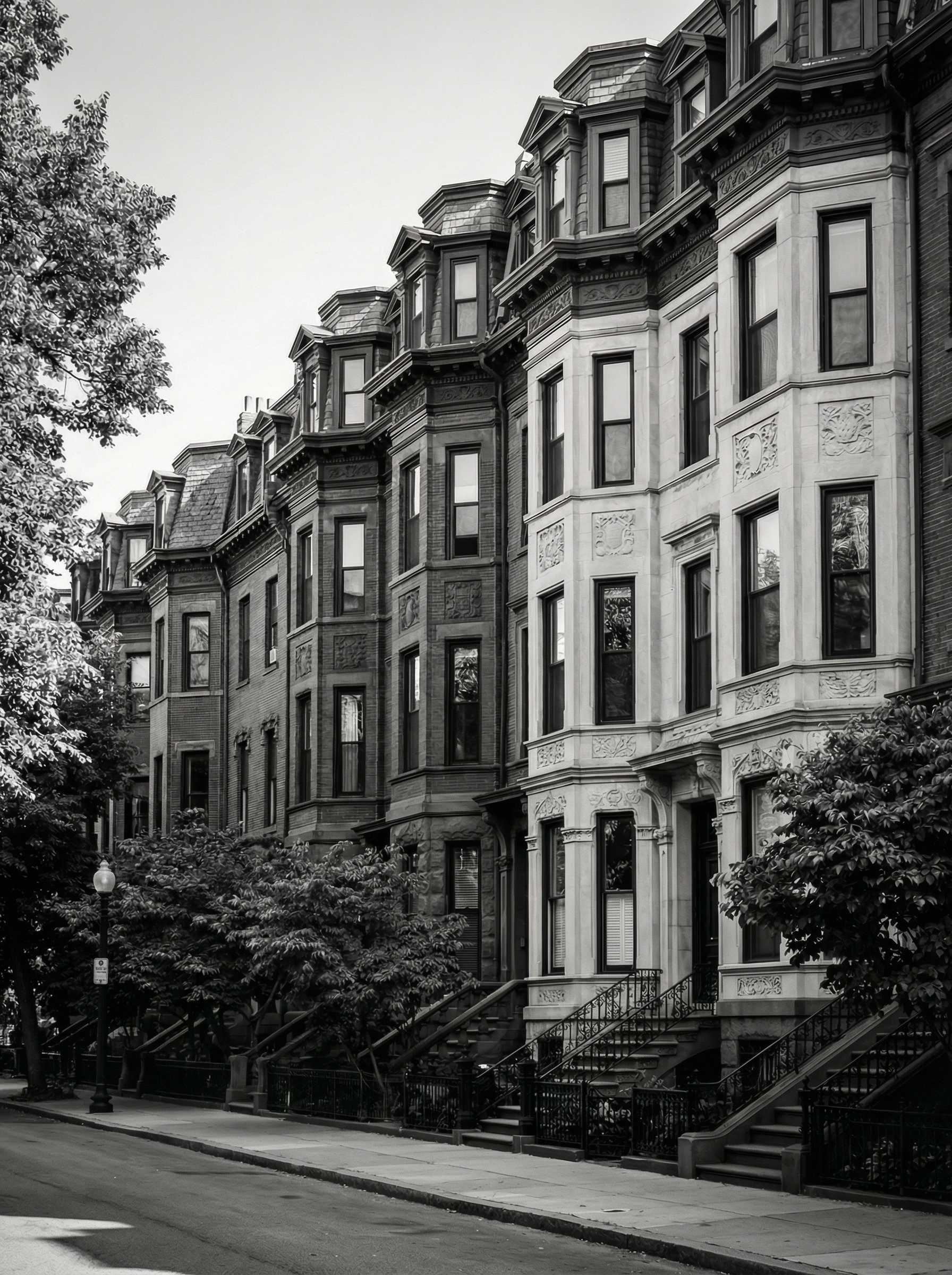 Beacon Street brownstones and Charles River views in Back Bay Boston